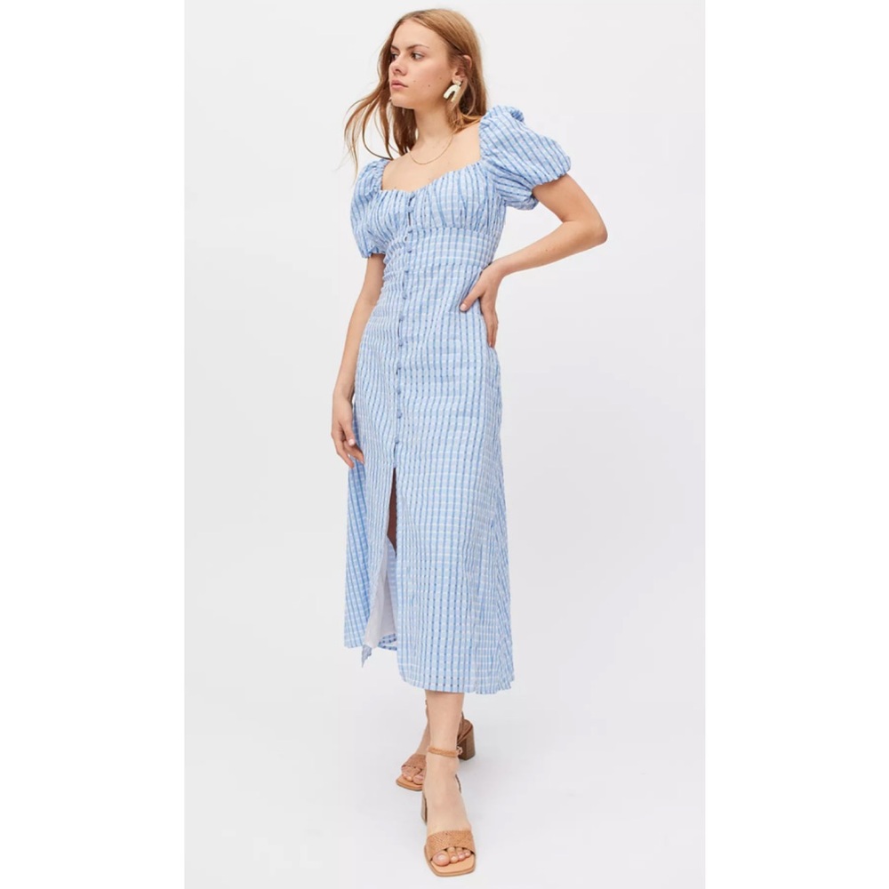 En Saison Blue Striped Midi Dress